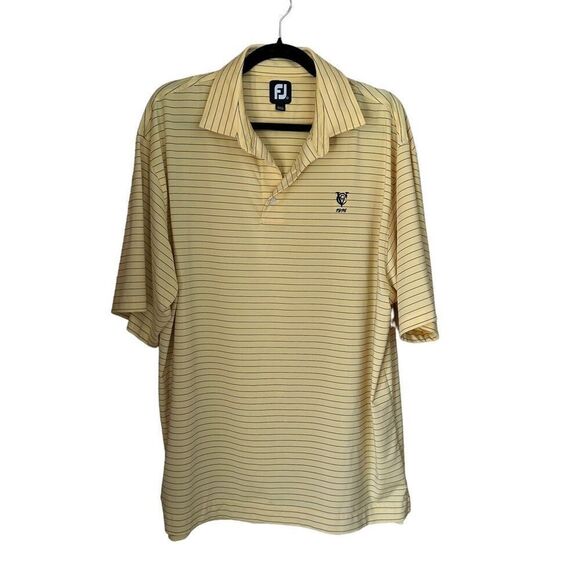 Foot Joy Yellow Striped Golf Polo Shirt Large - Picture 1 of 6